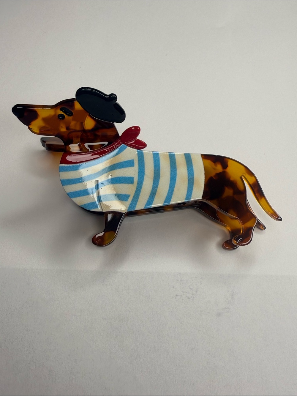 French Parisian Dog Lover Dachshund Hair Claw Clip Tortoiseshell Novelty NWOT - Picture 4 of 7